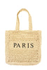 PARIS Embroidery Straw Tote Bag