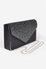 Rhinestone Pave Pleated Satin Evening Clutch