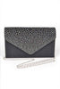 Rhinestone Pave Pleated Satin Evening Clutch