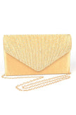 Rhinestone Pave Pleated Satin Evening Clutch