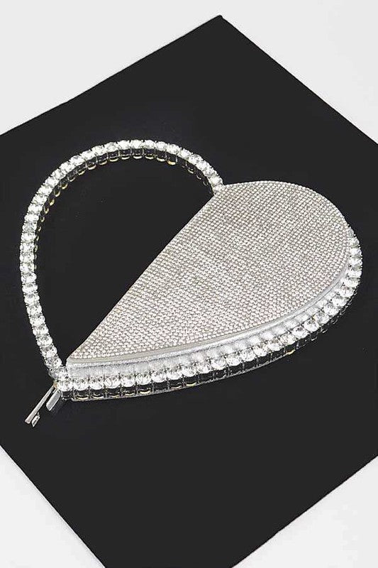 Heart Shape Rhinestone Handle Iconic Clutch