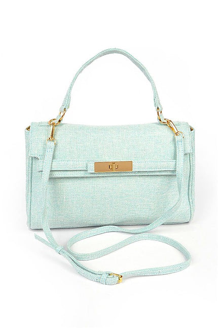 Large Top Handle Linen Convertible Bag