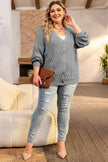 Plus Size Cable-Knit Button Up Sweater