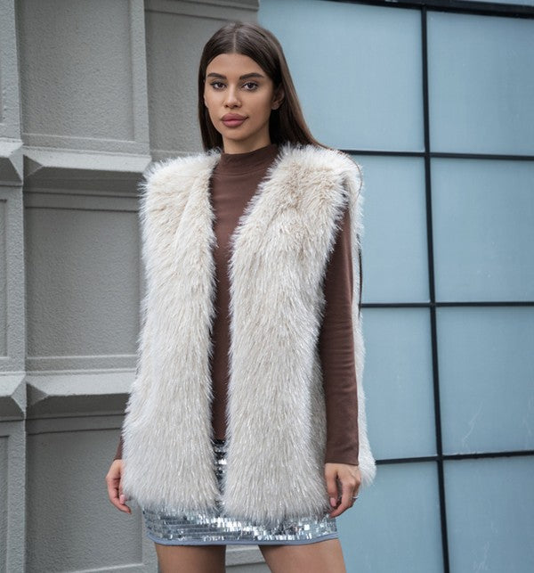 Long Fax Fur Cardigan