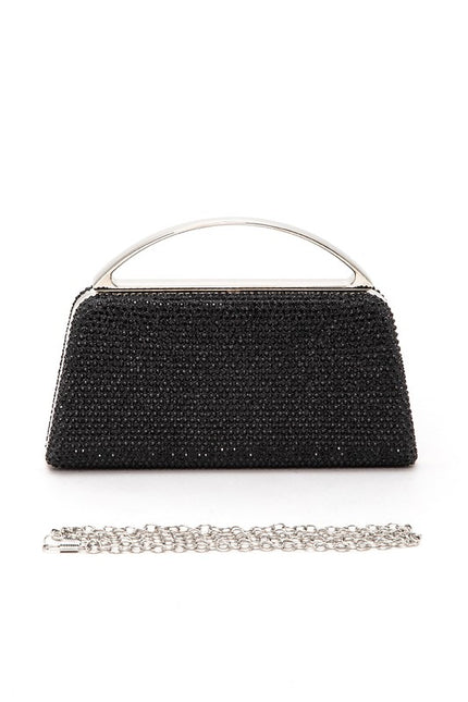 Slim Top Handle Rhinestone Box Clutch