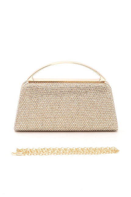 Slim Top Handle Rhinestone Box Clutch