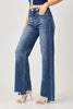 Risen Full Size High Rise Frayed Hem Wide Leg Jeans - LACEDUPED