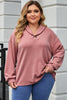 Plus Size Dropped Shoulder Collared Neck T-Shirt