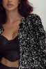 Sequin Open Front Long Sleeve Jacket - LACEDUPED