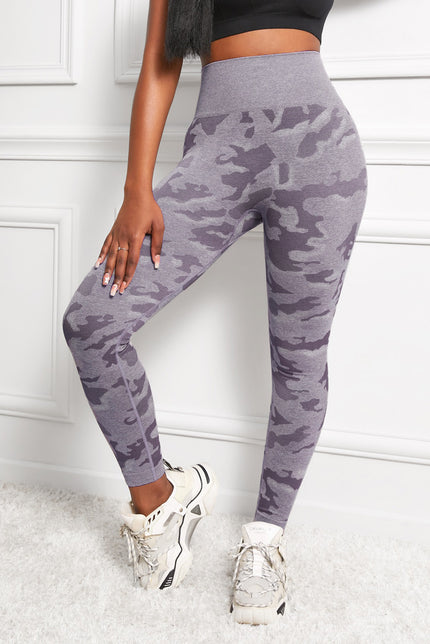 Camo Print Seamless High Waist Yoga Leggings - LACEDUPED