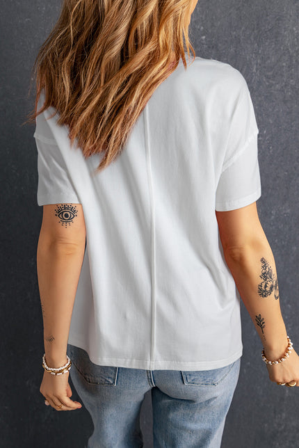 Star Round Neck Short Sleeve T-Shirt - LACEDUPED