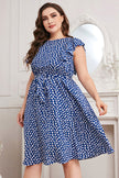 Honey Plus Size Round Neck Tie Waist Dress