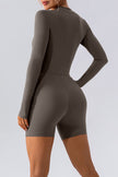 Half Zip Long Sleeve Active Romper - LACEDUPED