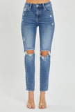 Risen Full Size High Rise Knee Distressed Skinny Jeans - LACEDUPED