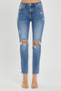 Risen Full Size High Rise Knee Distressed Skinny Jeans - LACEDUPED