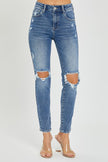 Risen Full Size High Rise Knee Distressed Skinny Jeans - LACEDUPED