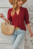 Notched Half Sleeve Blouse - LACEDUPED