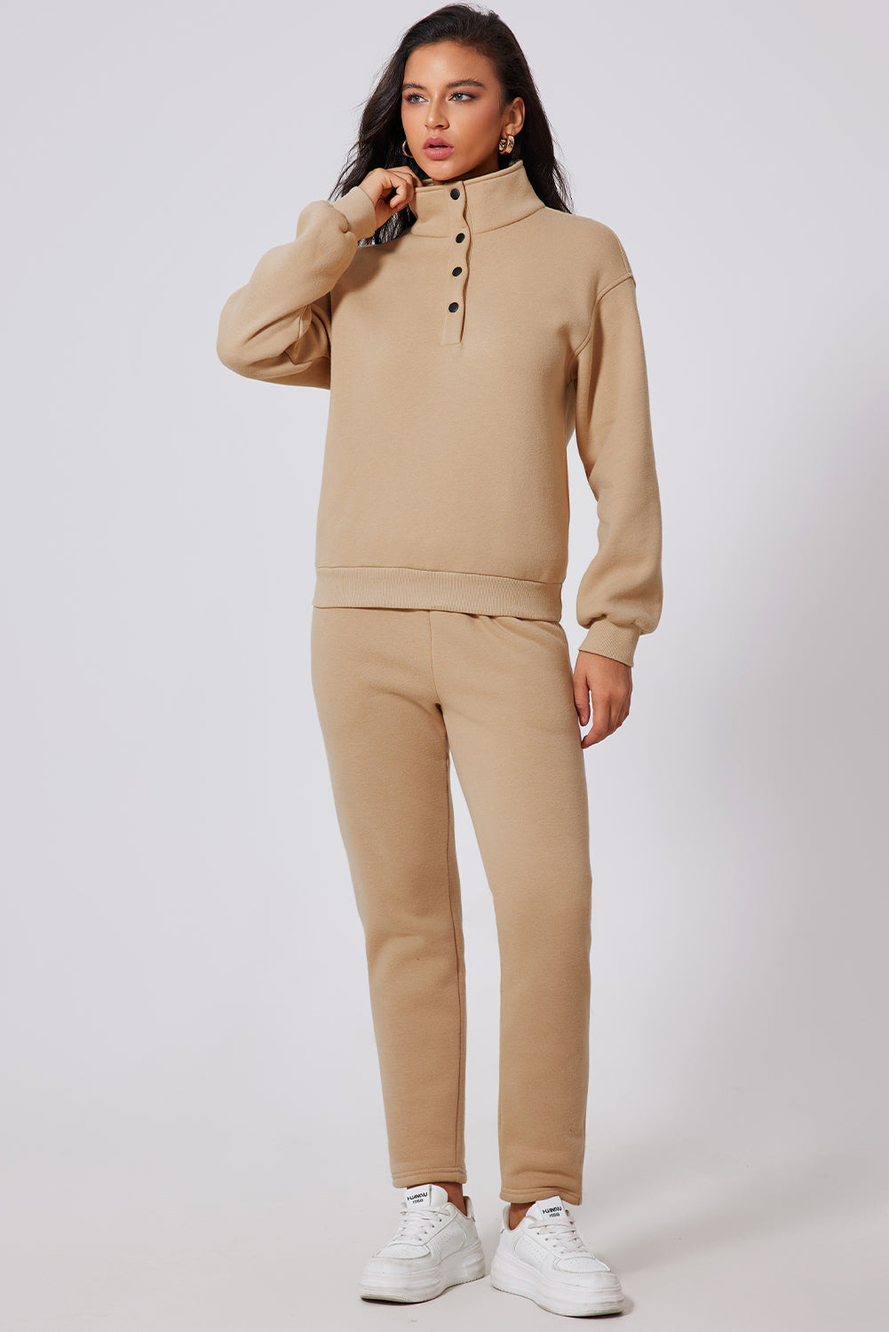 Half Snap Turtleneck Top and Pants Active Set - LACEDUPED