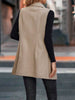 Buttoned Collared Neck Longline Vest Coat - LACEDUPED