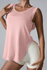 Slit Round Neck Active Tank - LACEDUPED