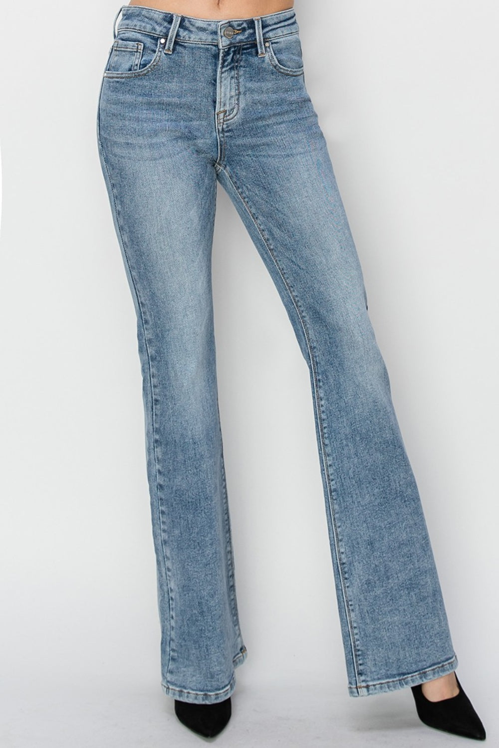 RISEN Full Size Mid Rise Bootcut Jeans - LACEDUPED