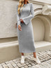 Devine Tied Round Neck Long Sleeve Midi Dress