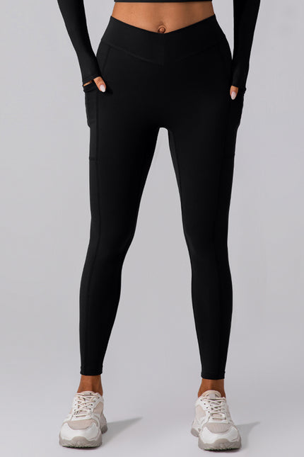 High Waist Active Leggings with Pockets - LACEDUPED