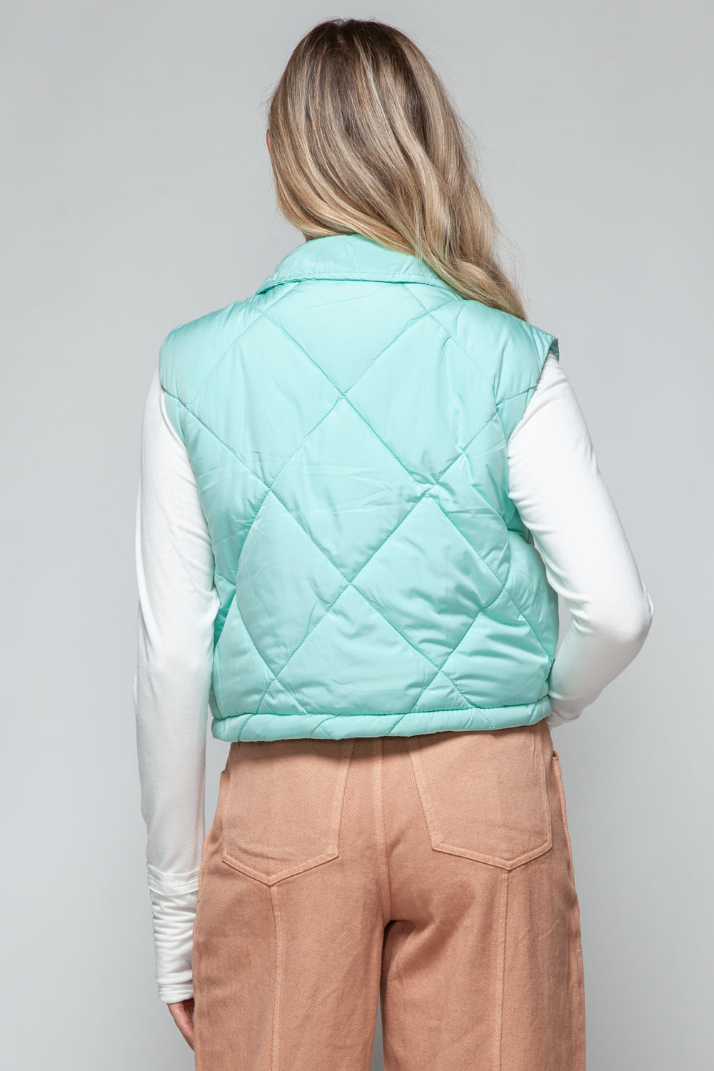 Snobbish Snap Down Quilted Crop Vest - LACEDUPED