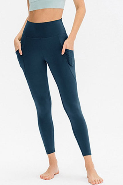 Slim Fit Long Active Leggings with Pockets - LACEDUPED