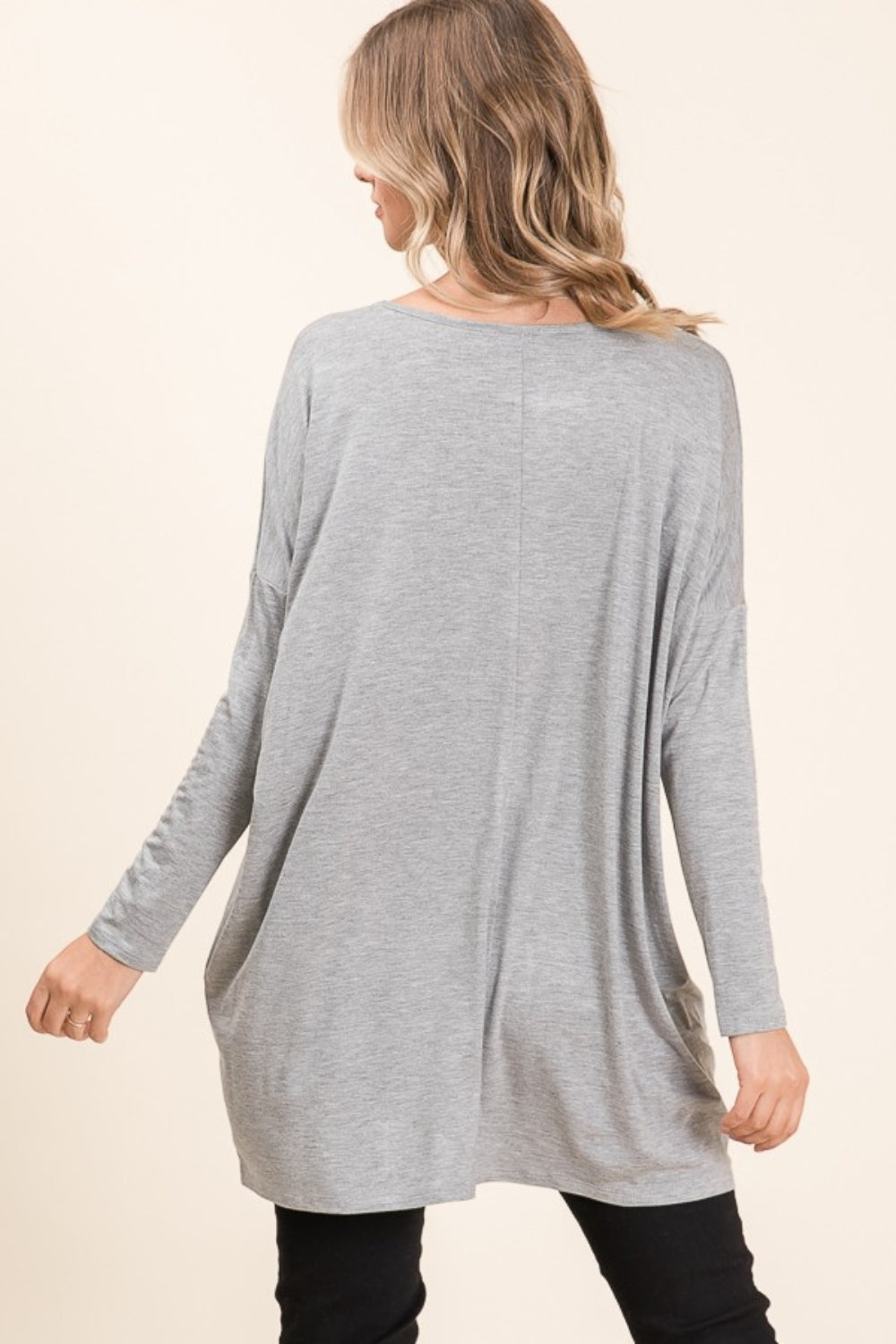 BOMBOM Round Neck Long Sleeve Oversized Top - LACEDUPED