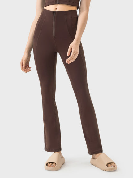 Zipper Detail High Waist Active Pants - LACEDUPED