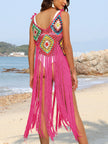 Fringe Spaghetti Strap Cover-Up - LACEDUPED