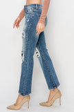 Risen Full Size High Rise Distressed Ankle Flare Jeans - LACEDUPED