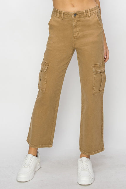 Risen Full Size High Rise Cargo Jeans - LACEDUPED