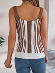 Openwork Striped V-Neck Tank - LACEDUPED