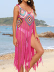 Fringe Spaghetti Strap Cover-Up - LACEDUPED