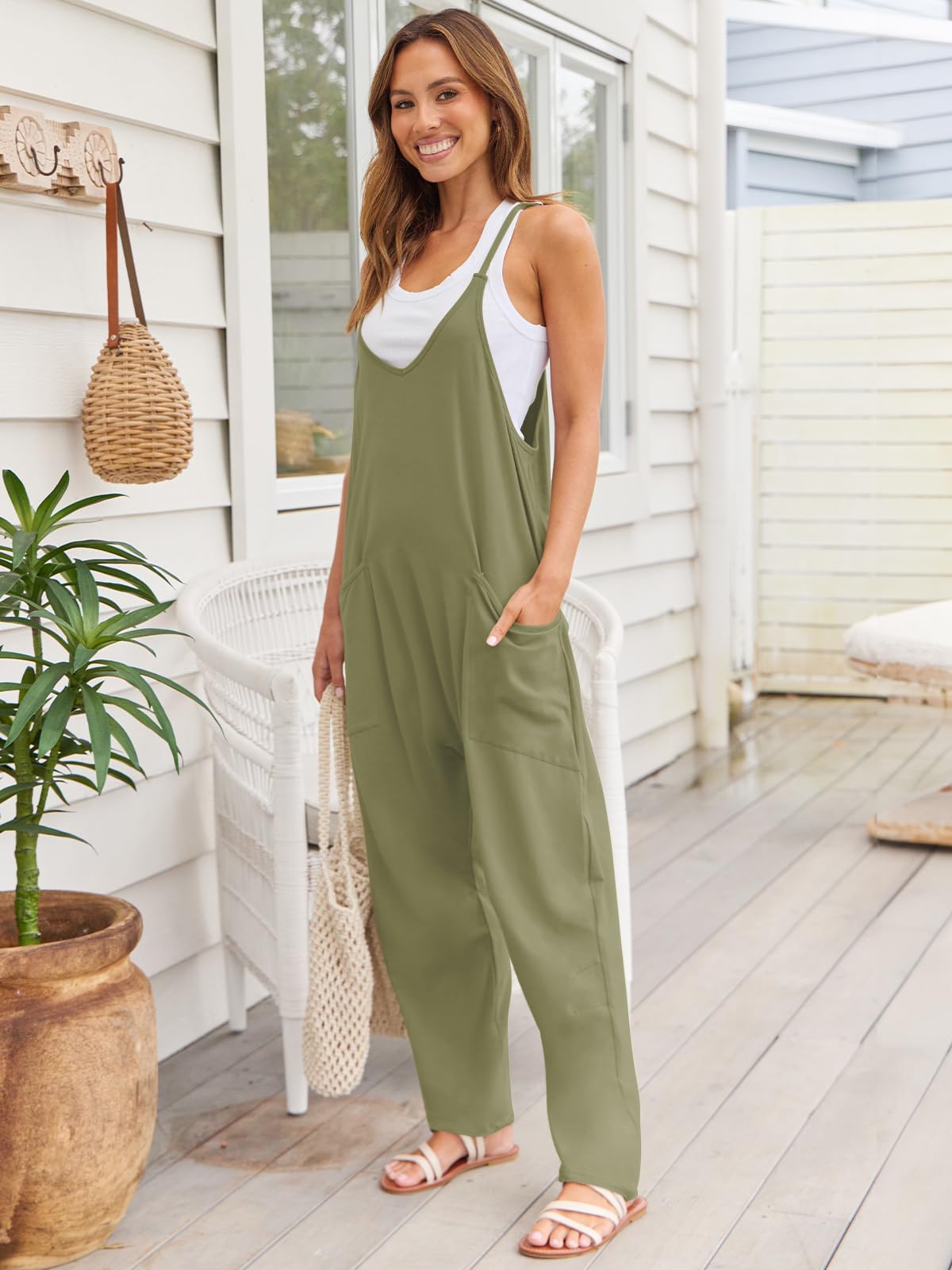 V-Neck Spaghetti Strap Jumpsuit - LACEDUPED