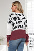 Plus Size Leopard Round Neck Long Sleeve Sweater