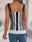 Openwork Striped V-Neck Tank - LACEDUPED