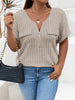 Plus Size Half Zip Short Sleeve T-Shirt