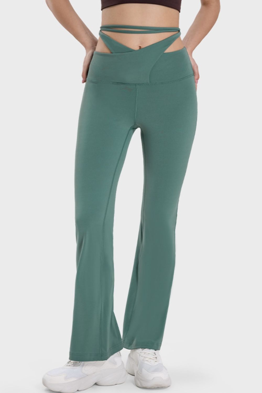 Tied Mid-Rise Waist Active Pants - LACEDUPED