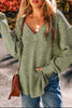 V-Neck Dropped Shoulder Long Sleeve Sweater