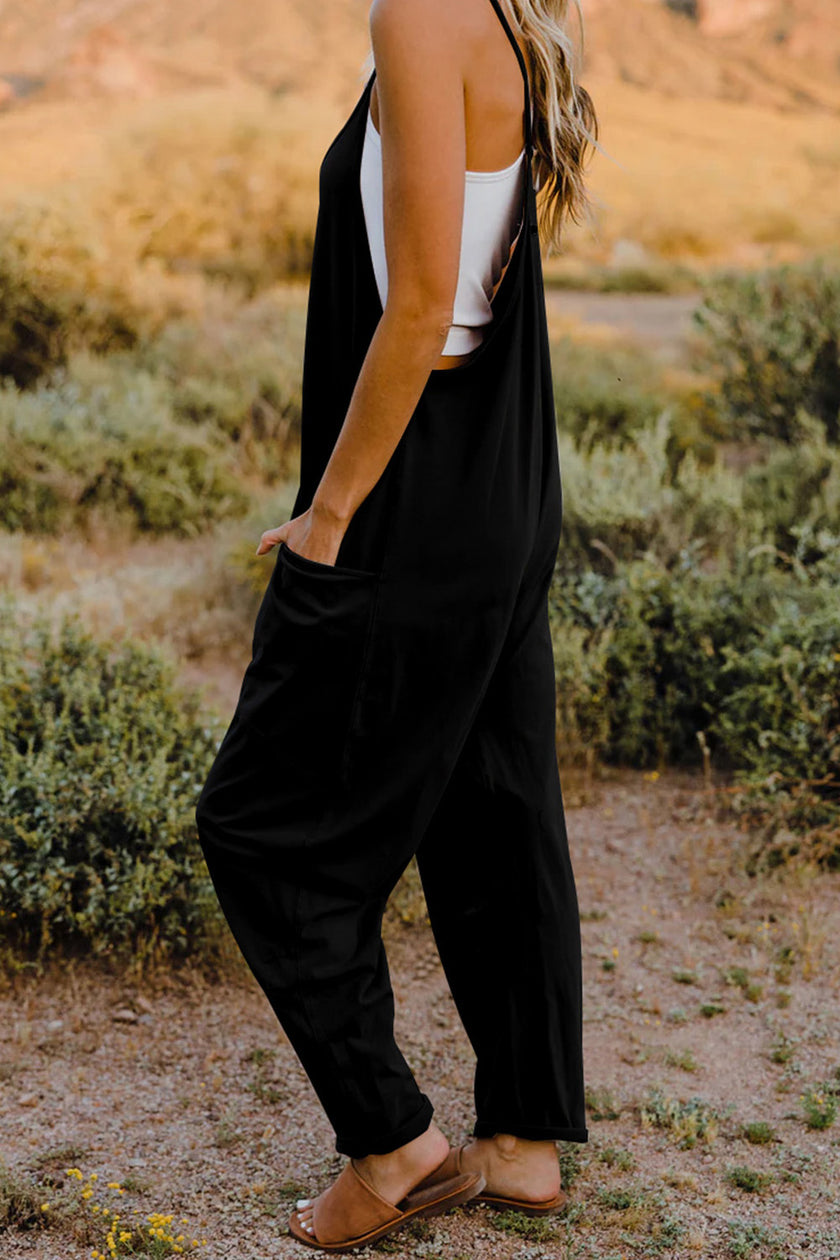 Double Take Full Size V-Neck Sleeveless Jumpsuit with Pockets - LACEDUPED