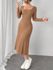 Square Neck Long Sleeve Midi Wrap Dress