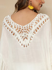 Cutout Ruffled Half Sleeve Cover-Up - LACEDUPED