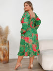 Plus Size Ruffled Square Neck Flounce Sleeve Dress