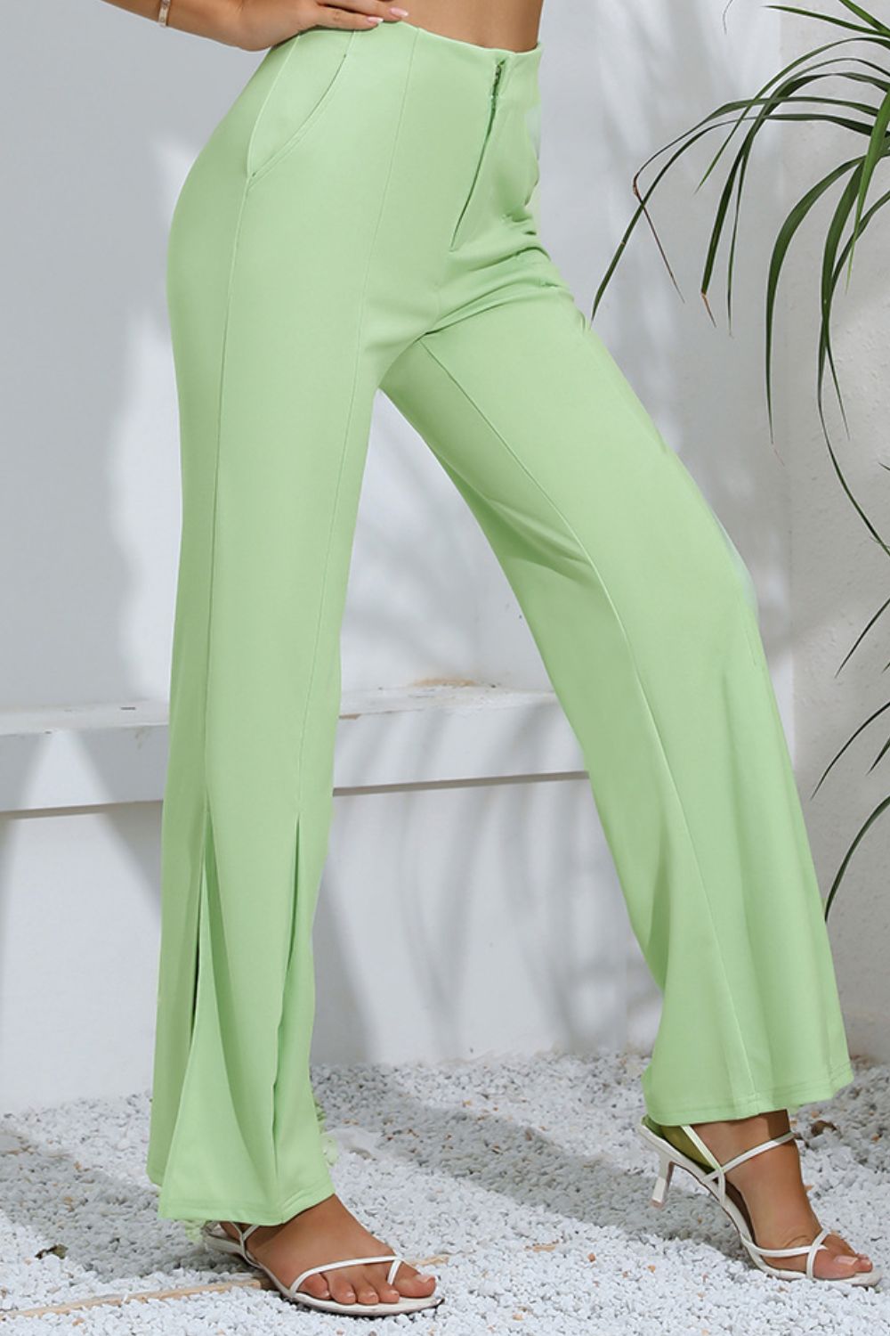 Slit High-Rise Flare Pants - LACEDUPED