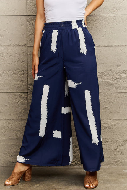 Printed Wide Leg Long Pants - LACEDUPED