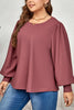 Honey Plus Size Round Neck Puff Sleeve Top