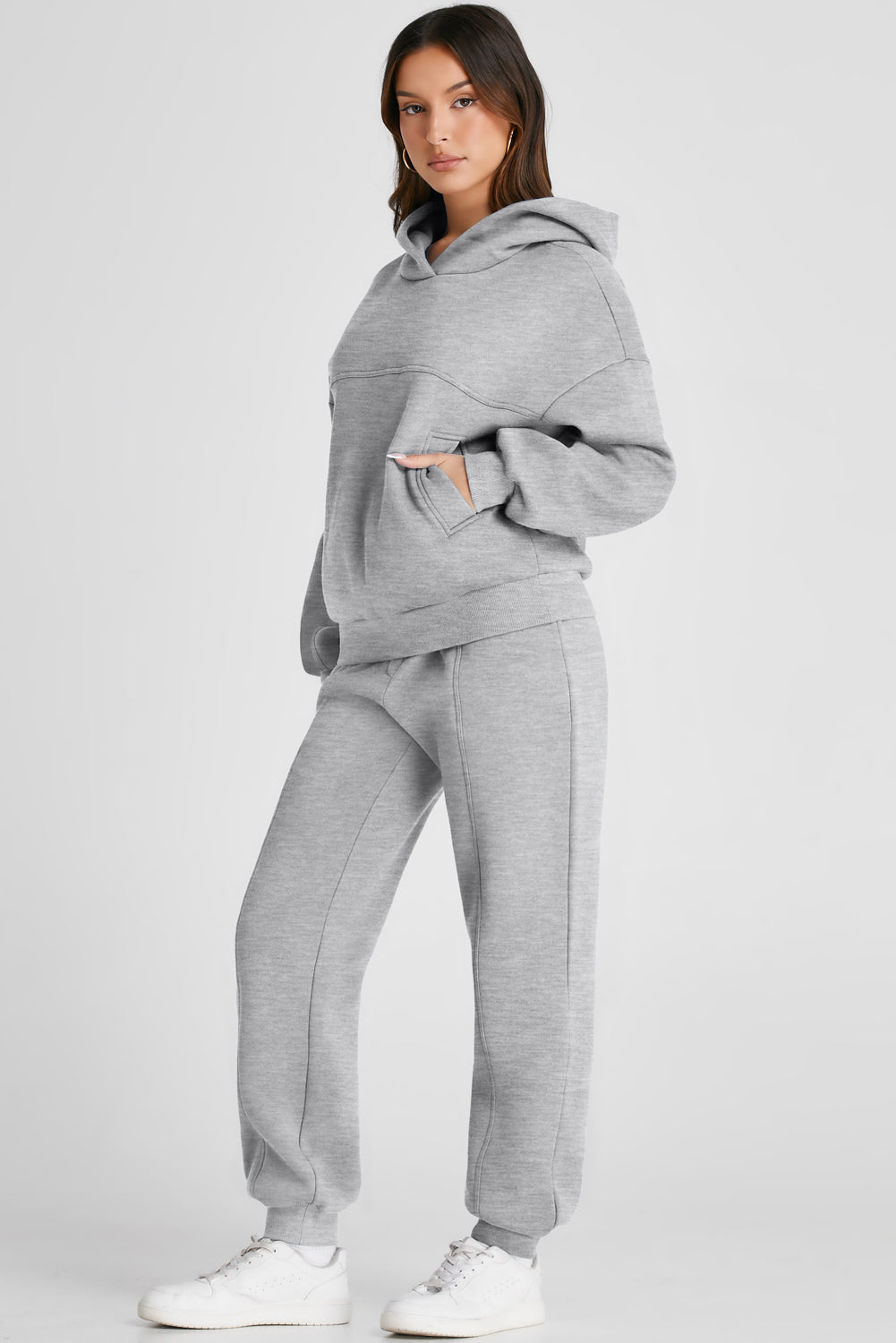 Dropped Shoulder Long Sleeve Hoodie and Pants Active Set - LACEDUPED